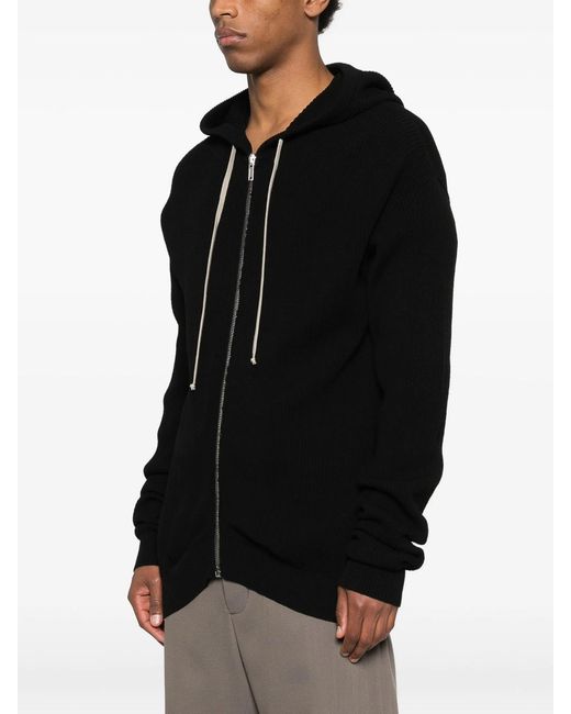 Rick Owens Black Zipped Hoodie for men