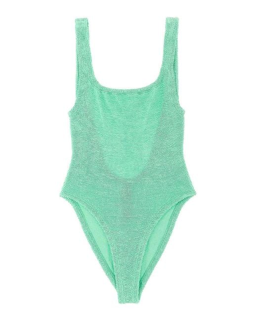 Hunza G Green Square Neck One-Piece Swimsuit