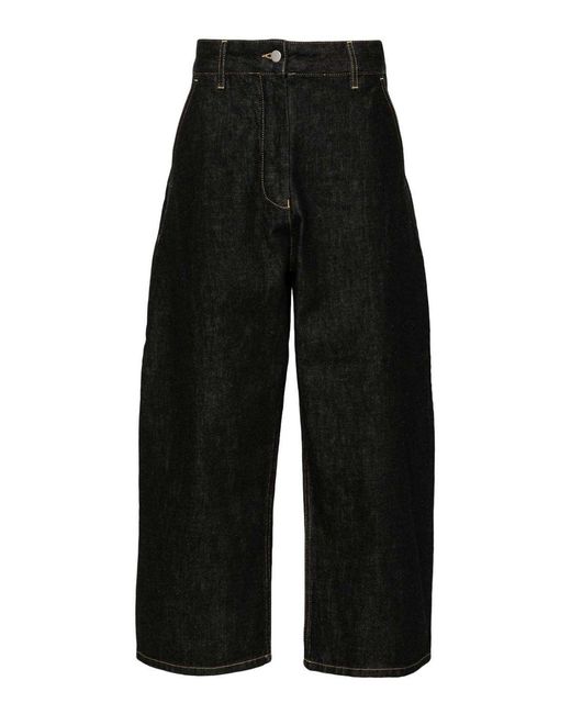 Studio Nicholson Black High-Rise Wide-Leg Cropped Jeans
