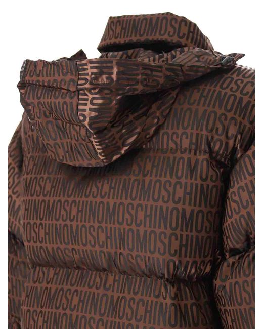 Moschino Brown Logo Duffle Coat for men