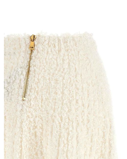 Balmain Natural Plumetis Tweed Skirt