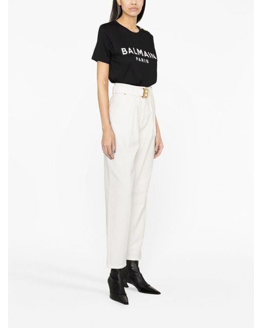 Balmain Black Logo Organic Cotton T-Shirt