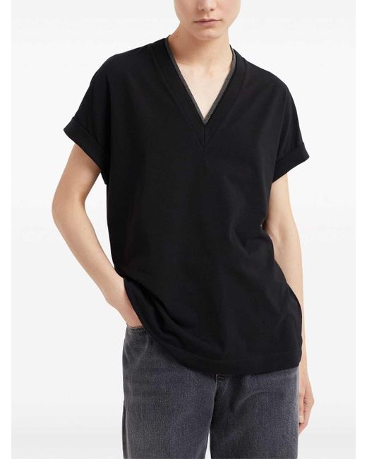 Brunello Cucinelli Black Top With V -Neck
