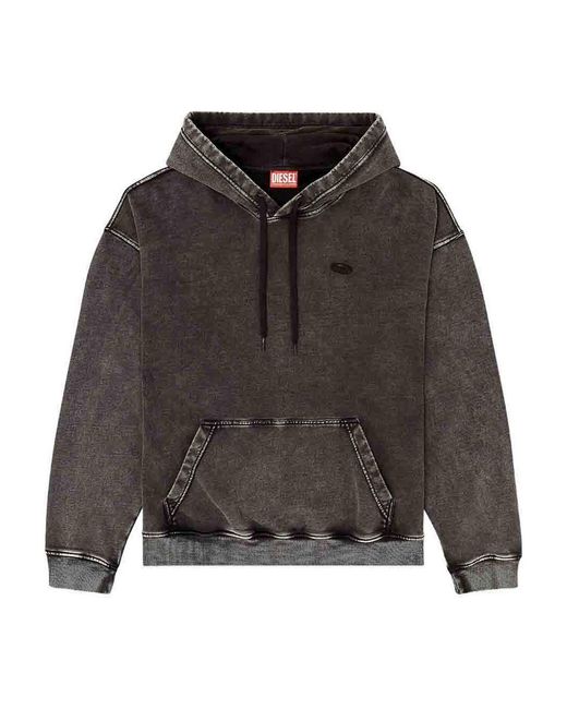 DIESEL Gray S-Boxt-Hood-Den Sweatshirt With Hood for men