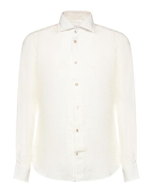 Eleventy White Dandy Linen Shirt for men
