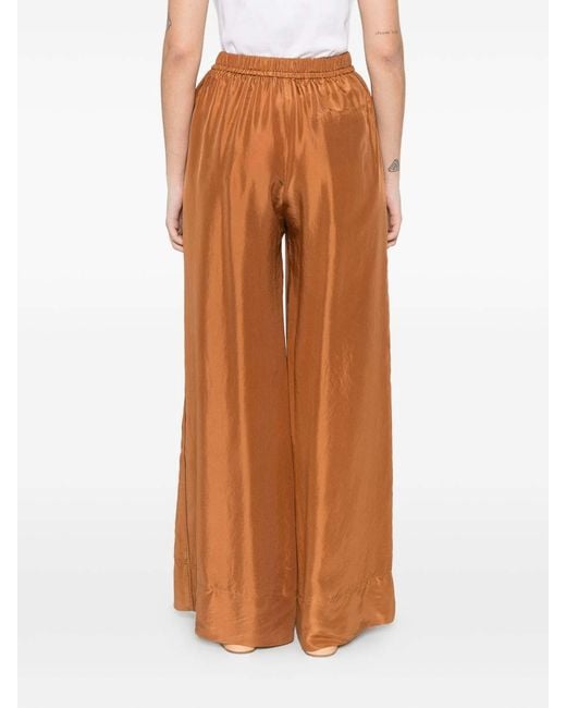Forte_forte Brown Drawstring Silk Trousers