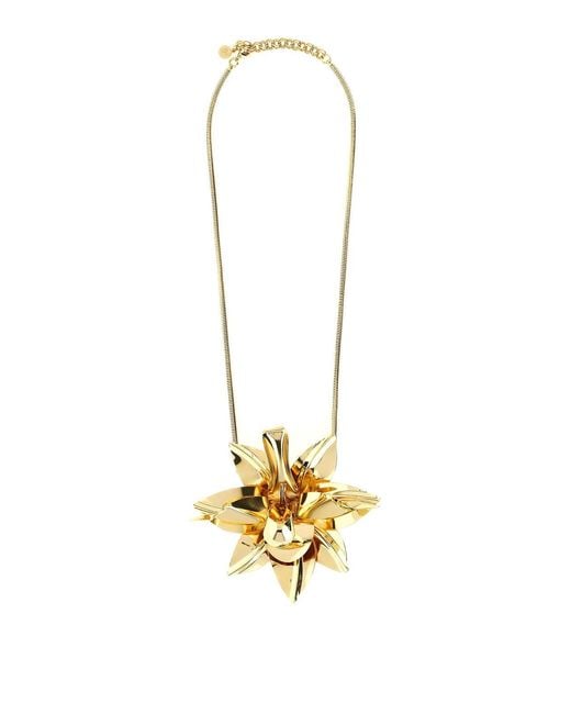 Rabanne Metallic Flower Pendant Necklace