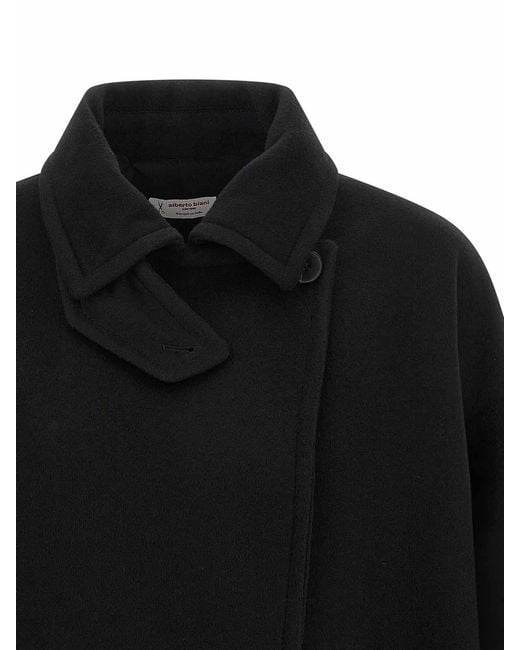 Alberto Biani Black Double-Breasted Caban