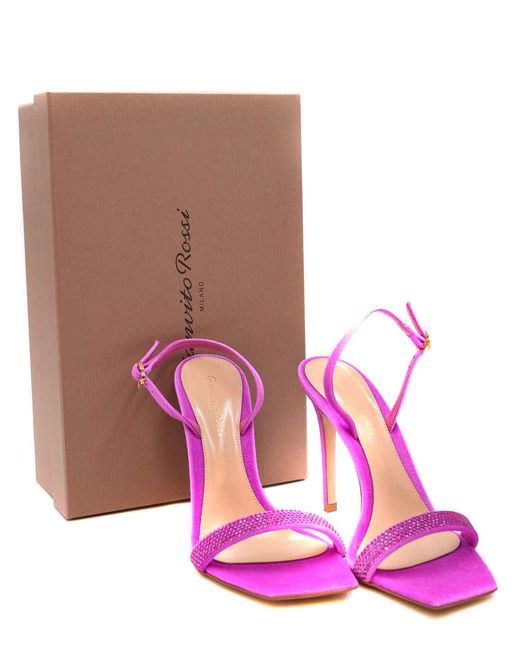 Gianvito Rossi Pink Velvet Sandals