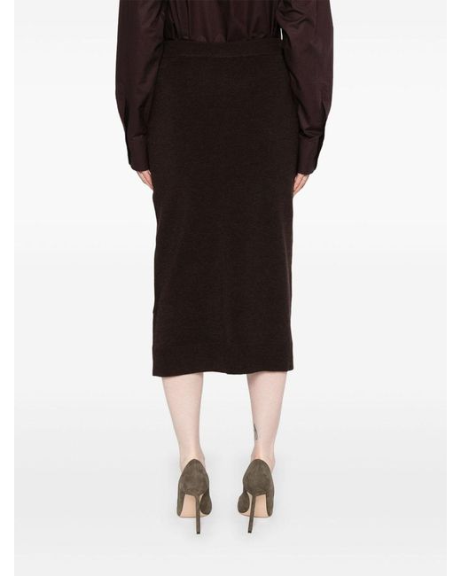 Victoria Beckham Black Button-Detail Midi Skirt