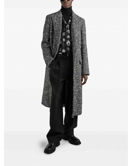 Dolce & Gabbana Gray Herringbone Coat for men
