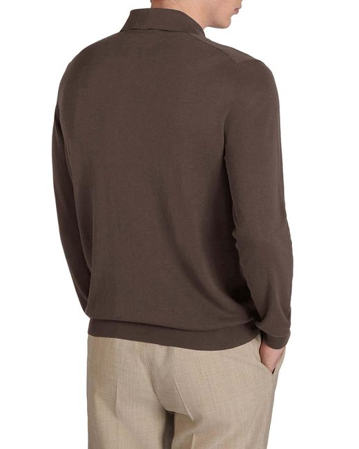 Zanone Brown Slim Fit Cotton And Silk Polo Shirt for men