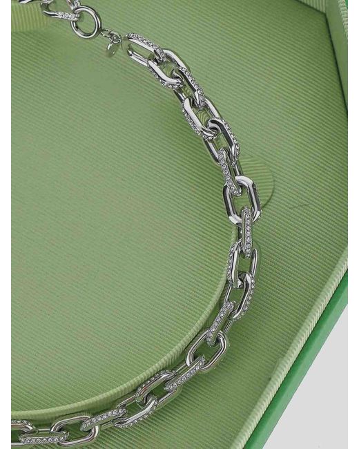 Swarovski Green Tone Necklace In Rhodium Plated