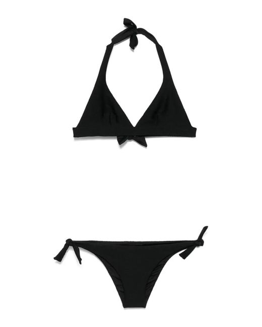 Fisico Black Embossed Bikini Set