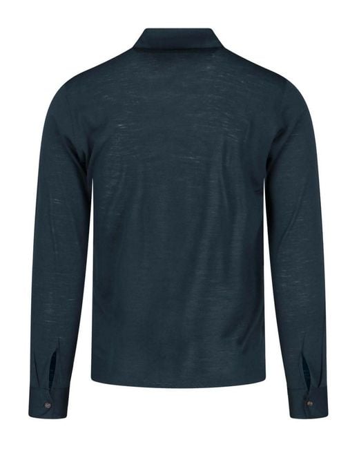 Zanone Blue Virgin Wool Polo Shirt for men