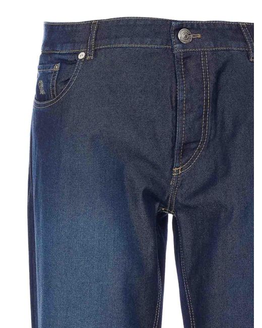 Brunello Cucinelli Blue Denim Jeans With Buttons Closure for men