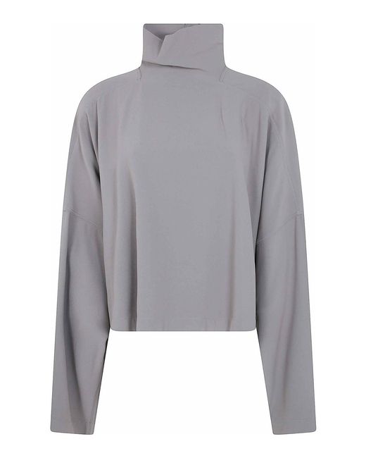 Rick Owens Gray Jumbo Tobard Cropped T-Shirt