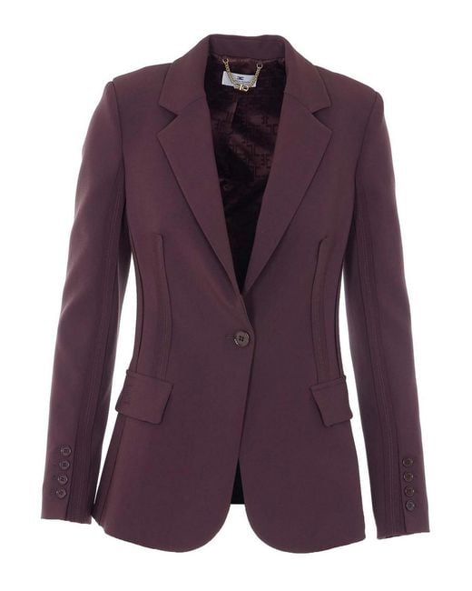 Elisabetta Franchi Purple Bourdeaux Double Breasted Button Closure