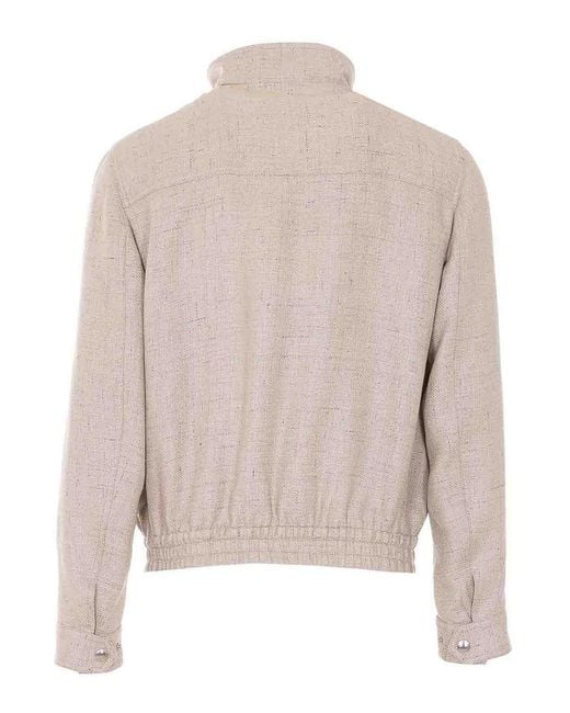 Brunello Cucinelli Pink Jacket With Frontal Zip Closure for men