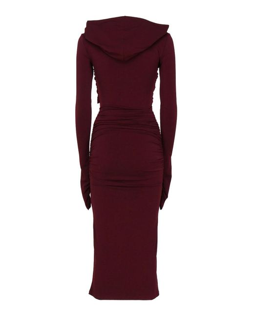 ANDAMANE Purple Fitted Dress With Hood