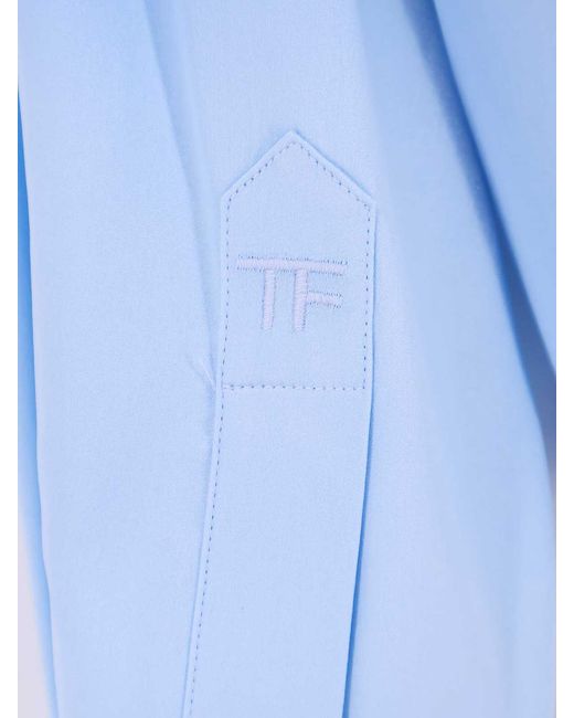 Tom Ford Blue Stretch Satin Shirt