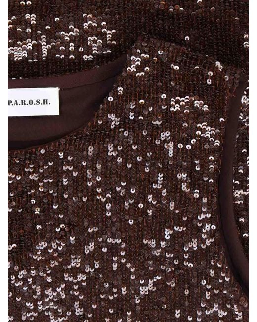 P.A.R.O.S.H. Brown Top With Sequins