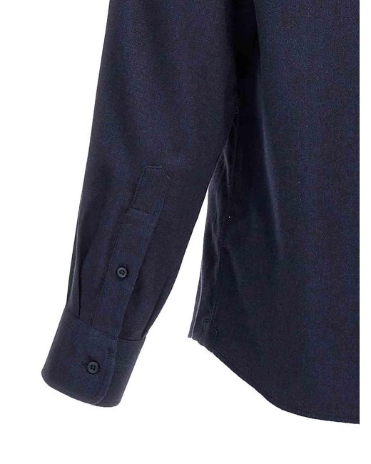 Brunello Cucinelli Blue Flannel Shirt for men