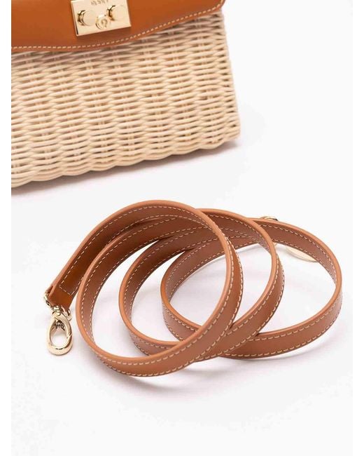 Rodo Brown Wicker And Leather Small Handbag