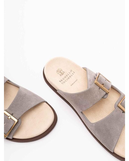 Brunello Cucinelli Brown Sliders for men