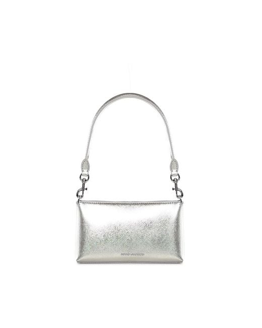 Marc Jacobs White Metallic Snapshot Leather Bag