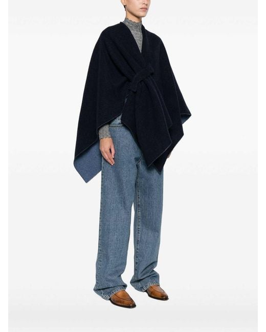 Emporio Armani Blue Wool Cape