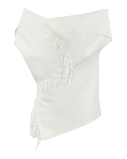 Liviana Conti White T-shirt With Cuff And Fringes