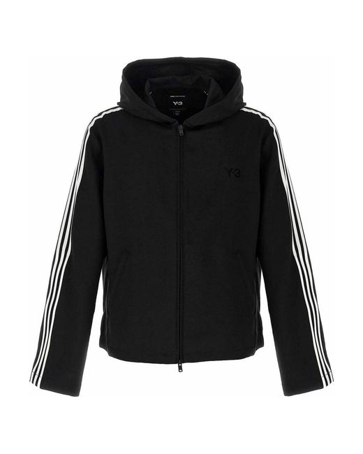 Y-3 Black 3-Stripes Hoodie for men