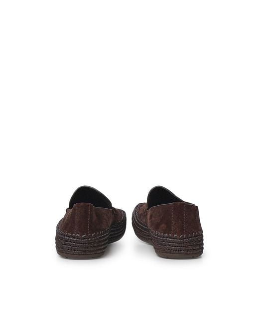 Loewe Brown Rio Suede And Raffia Loafers for men