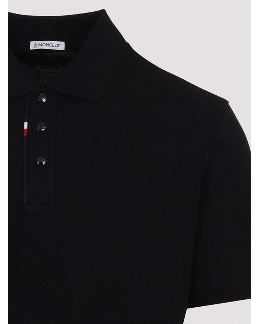 Moncler Black Cotton Polo for men