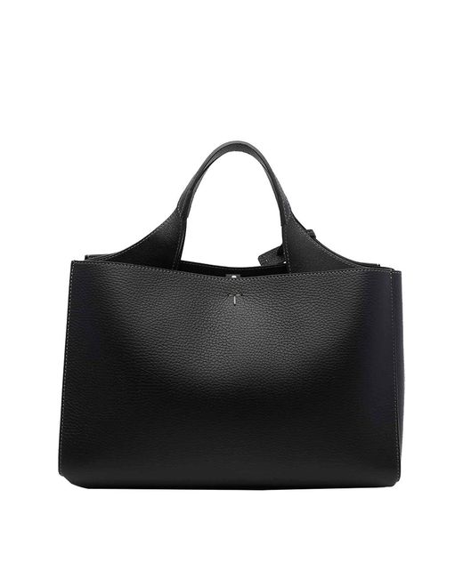 Tod's Black Di Reverse Leather Tote Bag