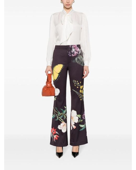 Alice + Olivia Blue Ronnie Printed Trousers