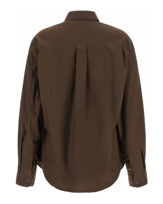 Lemaire Brown Pointed Collar Shirt