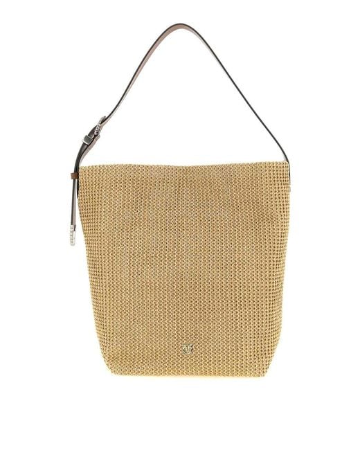 Pinko White Raffia Bucket