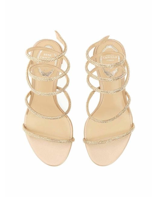 Rene Caovilla Natural Serpenti Crystalembellished Sandals