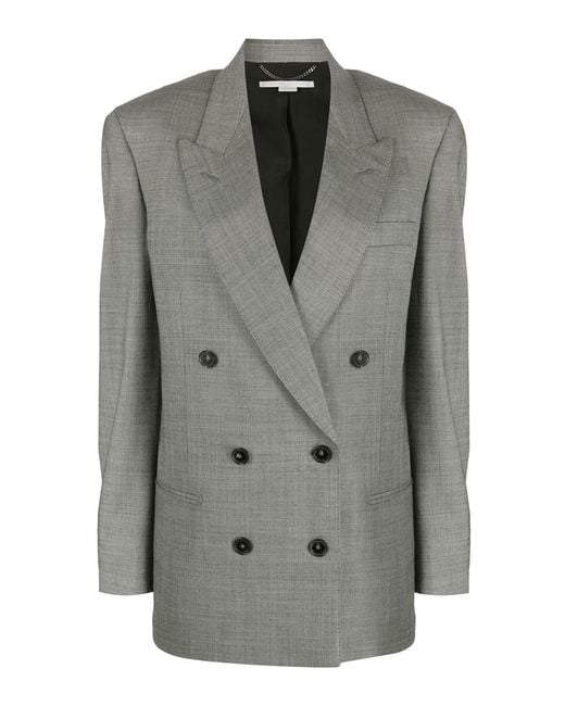 Stella McCartney Gray Oversized Double-Breasted Wool Jacket