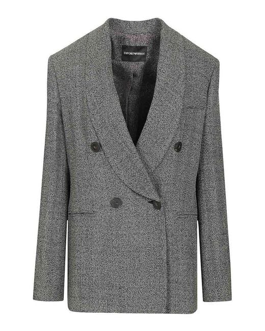 Emporio Armani Gray Double-Breasted Blazer