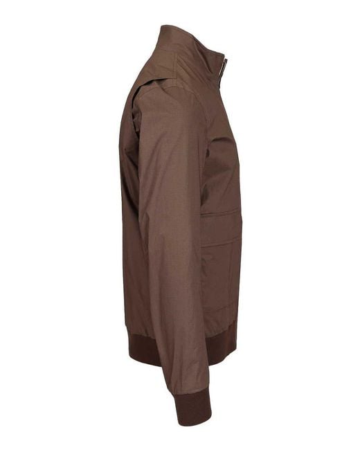 Herno Brown Stretch Cotton Bomber Jacket for men