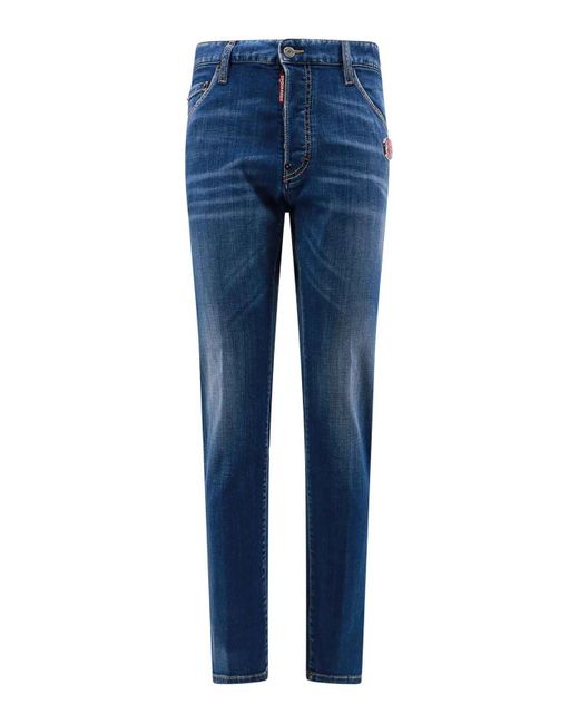 DSquared² Blue Jeans With Enamelled Metal Logo Patch for men