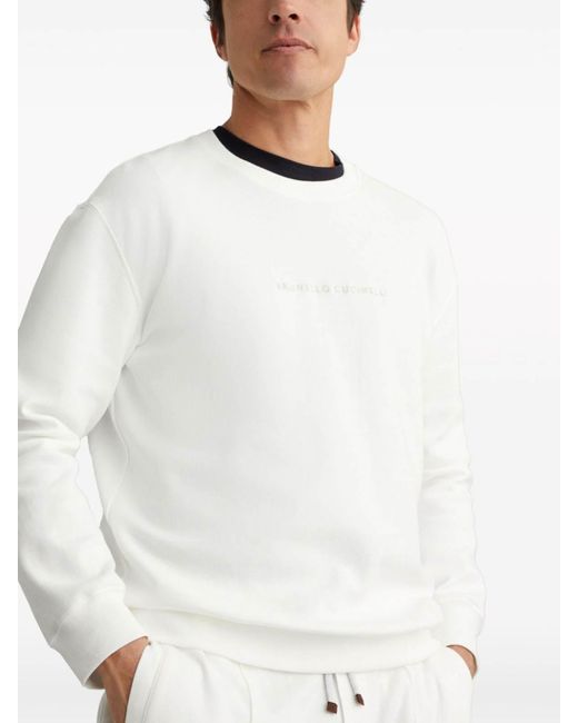 Brunello Cucinelli White Sweatshirt With Logo for men