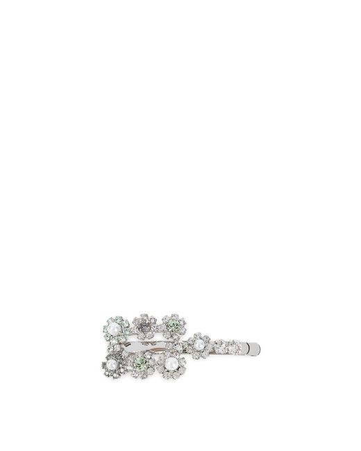 Roger Vivier White Flower Strass Hair Clip