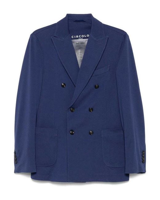 Circolo 1901 Blue Cotton Double-Breasted Jacket for men