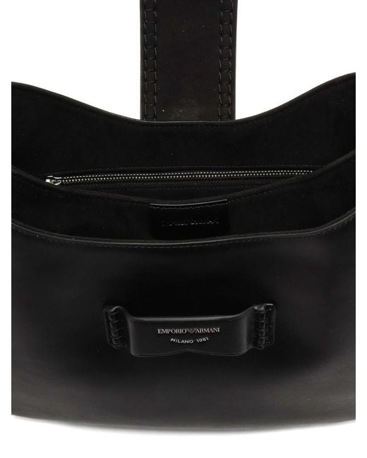 Emporio Armani Black Medium Leather Hobo Bag