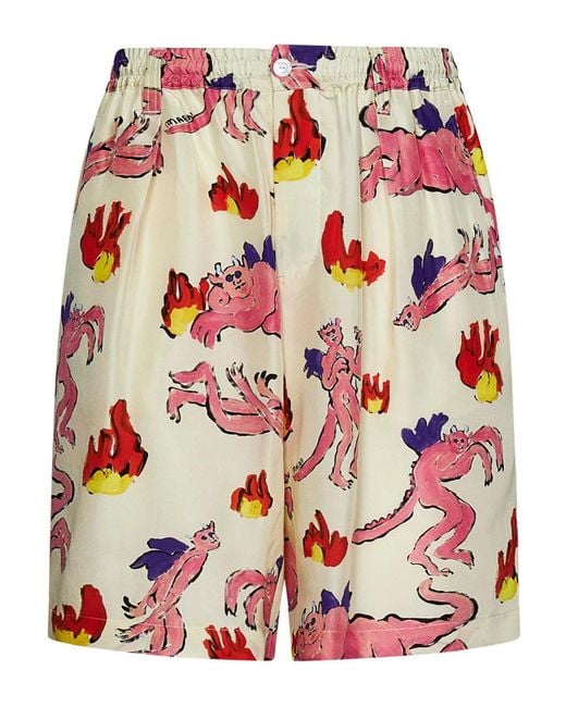 Marni White All Over Graphic Shorts for men