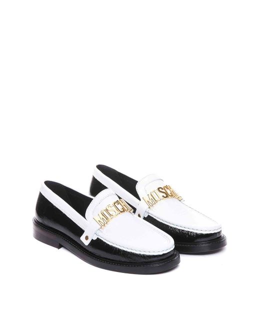 Moschino White College Two-tone Loafers